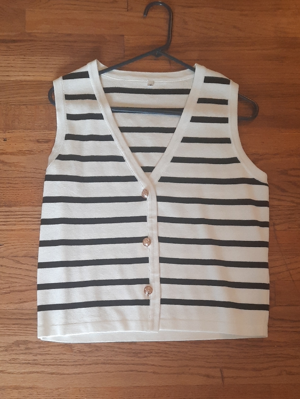 White And Black Striped Sweater Vest